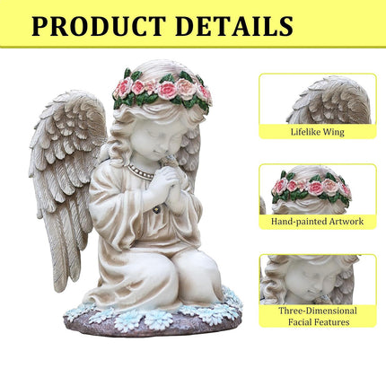 Solar Powered Angel Garden Statue Waterproof Outdoor Decoration Garden Yard Use