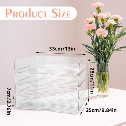 File Storage Box Set 4 Tier Stackable Desktop Organizer for School Office Desk
