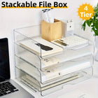 File Storage Box Set 4 Tier Stackable Desktop Organizer for School Office Desk