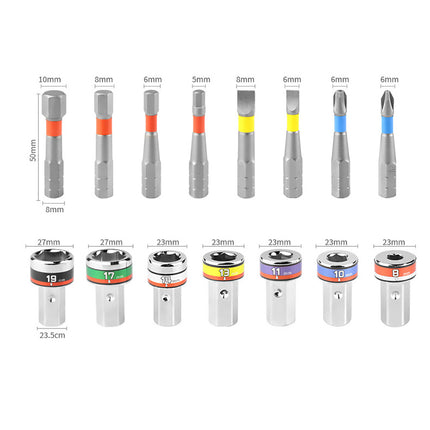 17PCS Extended Impact Wrench Set Multi Function Socket Adapter for Car Repair