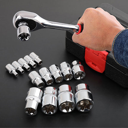 19PCS 1/2 Inch Drive Metric Hex Socket Set CRV Steel Hand Tools for Car Repair