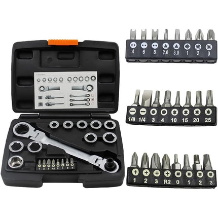36PCS Flex Head Ratchet Wrench Set Standard Combination Spanner Car Repair Use