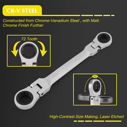 36PCS Flex Head Ratchet Wrench Set Standard Combination Spanner Car Repair Use