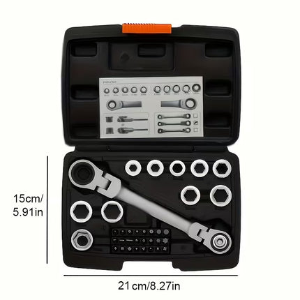 36PCS Flex Head Ratchet Wrench Set Standard Combination Spanner Car Repair Use