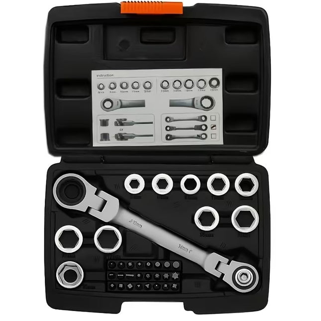 36PCS Flex Head Ratchet Wrench Set Standard Combination Spanner Car Repair Use