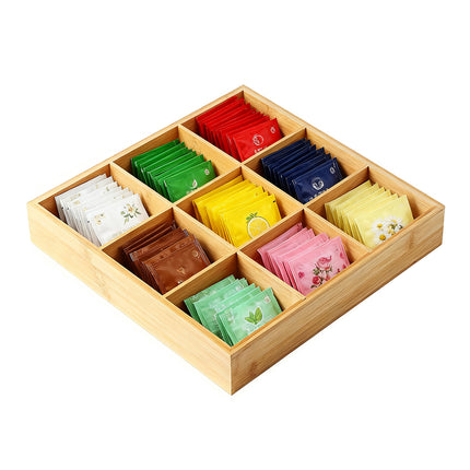 Bamboo Wood 9 Grid Food Plate Serving Tray for Hotel BBQ Hot Pot Home Party