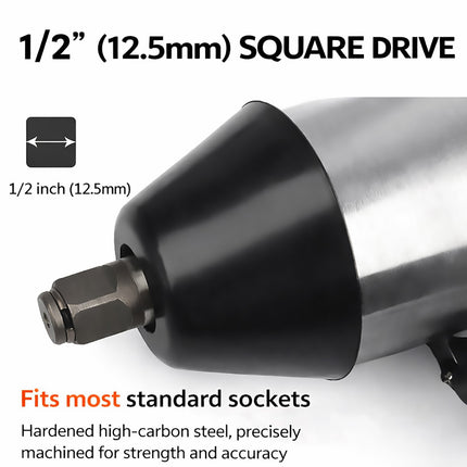 17PCS Industrial Impact Wrench 1/2 Inch High Torque with Sockets Case Car Repair