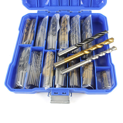 130PCS Titanium Alloy and Carbon Steel Drill Bit Kit for Wood Metal Plastic DIY