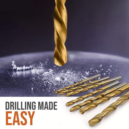 130PCS Titanium Alloy and Carbon Steel Drill Bit Kit for Wood Metal Plastic DIY