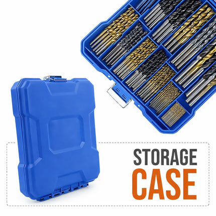 130PCS Titanium Alloy and Carbon Steel Drill Bit Kit for Wood Metal Plastic DIY