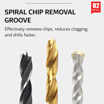 130PCS Titanium Alloy and Carbon Steel Drill Bit Kit for Wood Metal Plastic DIY