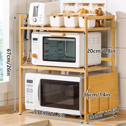 Expandable Microwave Oven Rack Shelf Adjustable Width Height Sturdy Durable