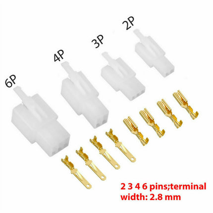 380PCS Motorcycle Electric Vehicle Wire Connector Kit 2/3/4/6 Pin 2.8mm Terminal