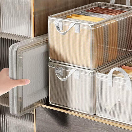 4pcs Transparent Clothes Storage Box Thickened Pants Basket Wardrobe Organizer