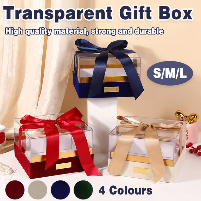 Acrylic Gift Box Clear Souvenir Display Case Bow Storage Container for Packaging