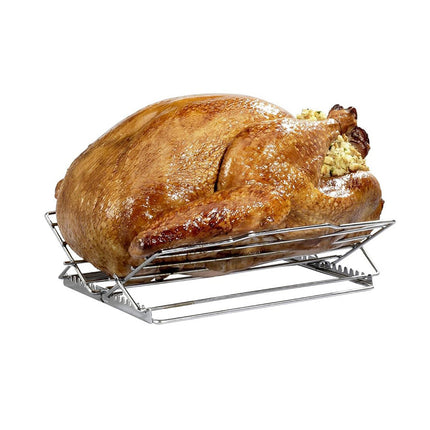 Stainless Steel Chicken Rack Foldable Adjustable Grill Stand For Oven Barbecue
