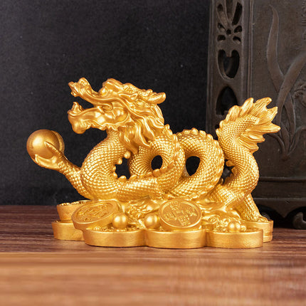 Money Dragon Figurine Decoration Resin Wealth for Home Office Desktop Decor Use