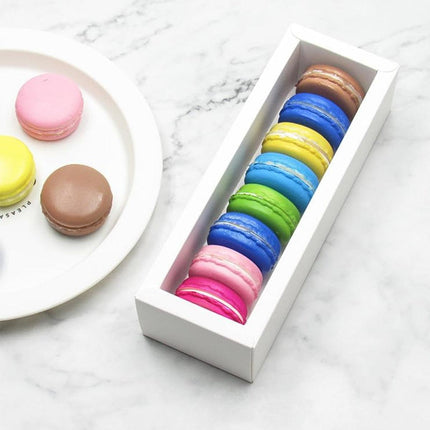 50pcs Macaron Boxes Open Window Pastry Drawer Packaging for Bakery Desserts