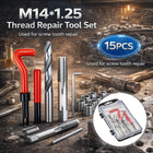 15PCS Car Thread Repair Tool Set M14x1.25 Helical Insert Tap Installation Kit