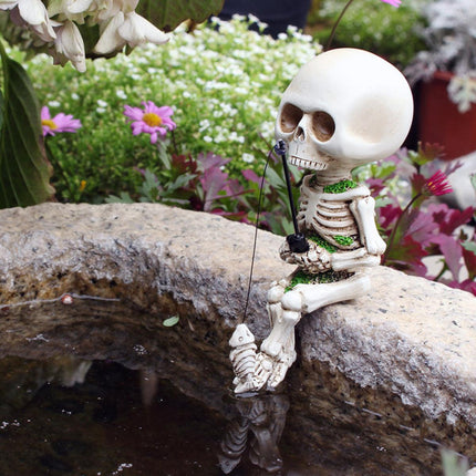 Skeleton Fishing Ornament Decorative Flower Pot Decoration for Home or Garden
