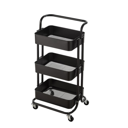 3Tier Trolley Shelf Organiser with Wheels Removable Storage Cart for Home Office
