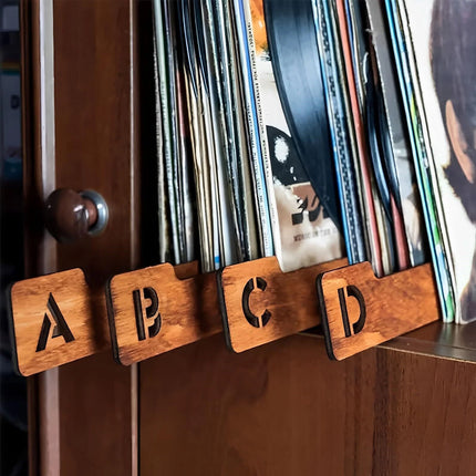 Wood Alphabet Bookmark A-Z Divider Home Vinyl Record Organizer Decorative Tool