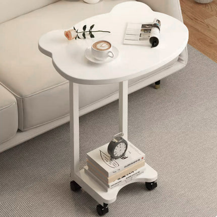 Moveable Side Table Rolling Wheels Sturdy For Sofa Bedside Living Room Use