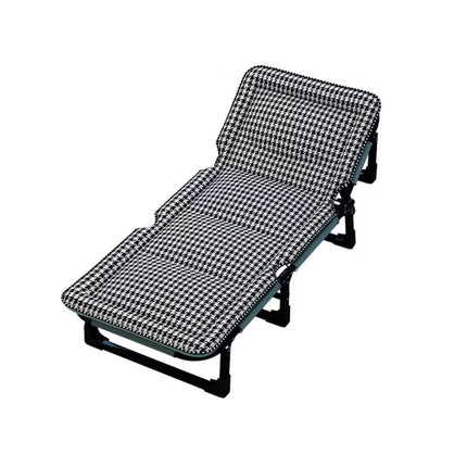 Portable Folding Bed with Adjustable Backrest and Houndstooth Fabric 190x75cm