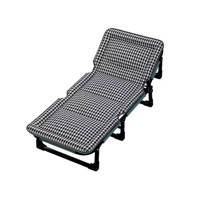 Portable Folding Bed with Adjustable Backrest and Houndstooth Fabric 190x75cm