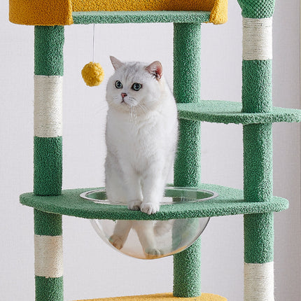 Cactus Shape Cat Tree Climbing Tower Scratching Board Nest for Kitten Play Rest