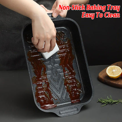 Barbecue Baking Pan Carbon Steel Non Stick Rectangular Grill Tray for Oven BBQ