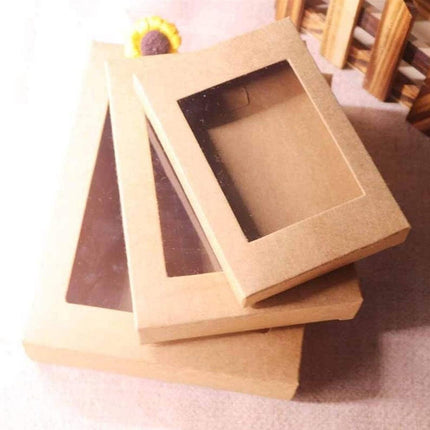 50PCS Kraft Paper Gift Boxes with PVC Window White Black Bakery Packaging Carton