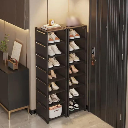 Eight Layer Black Shoe Rack Home Dustproof Shoe Cabinet Removable Multi Shelves