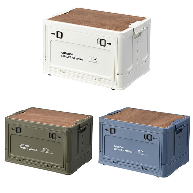 Folding Storage Box With Side Door And Wheels Outdoor Camping Equipment Carrier