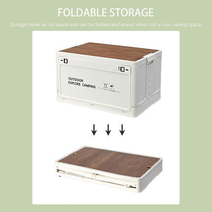 Folding Storage Box With Side Door And Wheels Outdoor Camping Equipment Carrier
