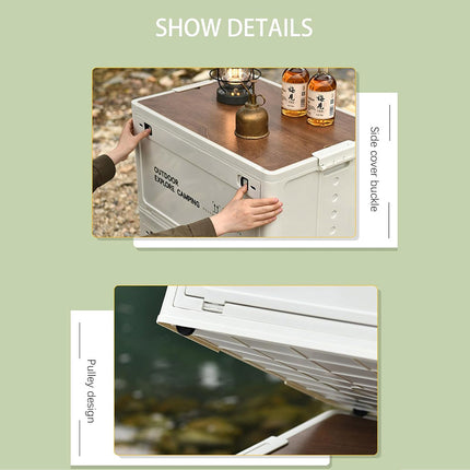 Folding Storage Box With Side Door And Wheels Outdoor Camping Equipment Carrier