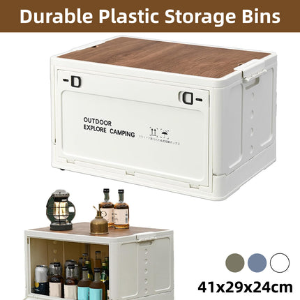 Folding Storage Box With Side Door And Wheels Outdoor Camping Equipment Carrier