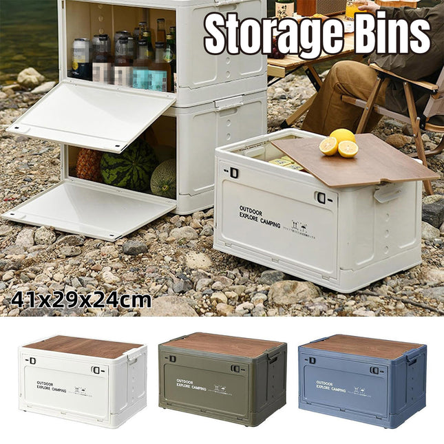 Folding Storage Box With Side Door And Wheels Outdoor Camping Equipment Carrier