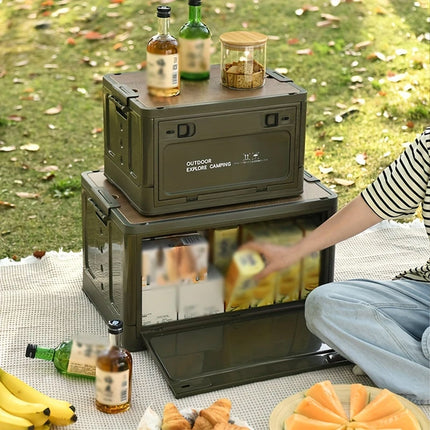 Folding Storage Box With Side Door And Wheels Outdoor Camping Equipment Carrier