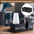 Wood Coffee Cup Straw Holder 3-Compartment for Kitchen Café Countertop Storage