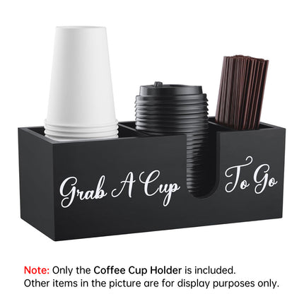 Wood Coffee Cup Straw Holder 3-Compartment for Kitchen Café Countertop Storage