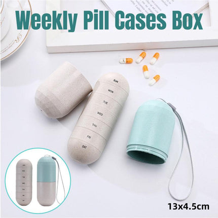 Sealed 7 Compartment Rotating Pill Box Weekly Travel Capsule Organizer Case