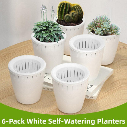 6pcs Self Watering Flowerpot Breathable Planter Indoor Outdoor Garden Basin