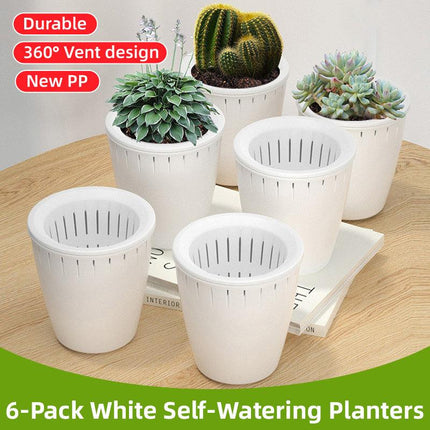 6pcs Self Watering Flowerpot Breathable Planter Indoor Outdoor Garden Basin
