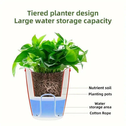 6pcs Self Watering Flowerpot Breathable Planter Indoor Outdoor Garden Basin