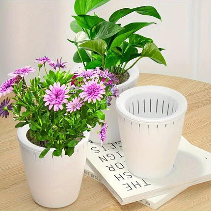 6pcs Self Watering Flowerpot Breathable Planter Indoor Outdoor Garden Basin