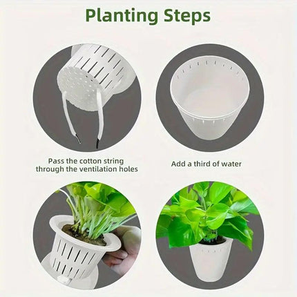 6pcs Self Watering Flowerpot Breathable Planter Indoor Outdoor Garden Basin