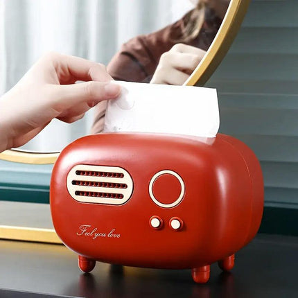 Vintage Radio Tissue Box Household Tissue Holder Drawing Case Home Organizer