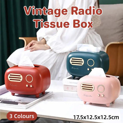 Vintage Radio Tissue Box Household Tissue Holder Drawing Case Home Organizer