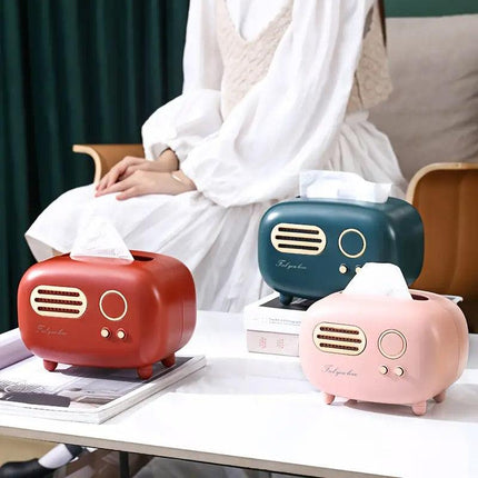 Vintage Radio Tissue Box Household Tissue Holder Drawing Case Home Organizer